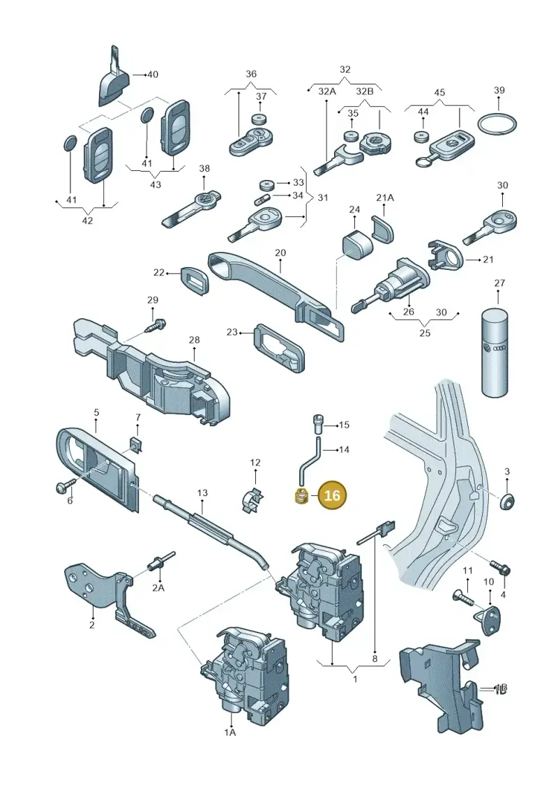 1J0837861 — Volkswagen Passat (1997-2000) diagram 221837000, position 16