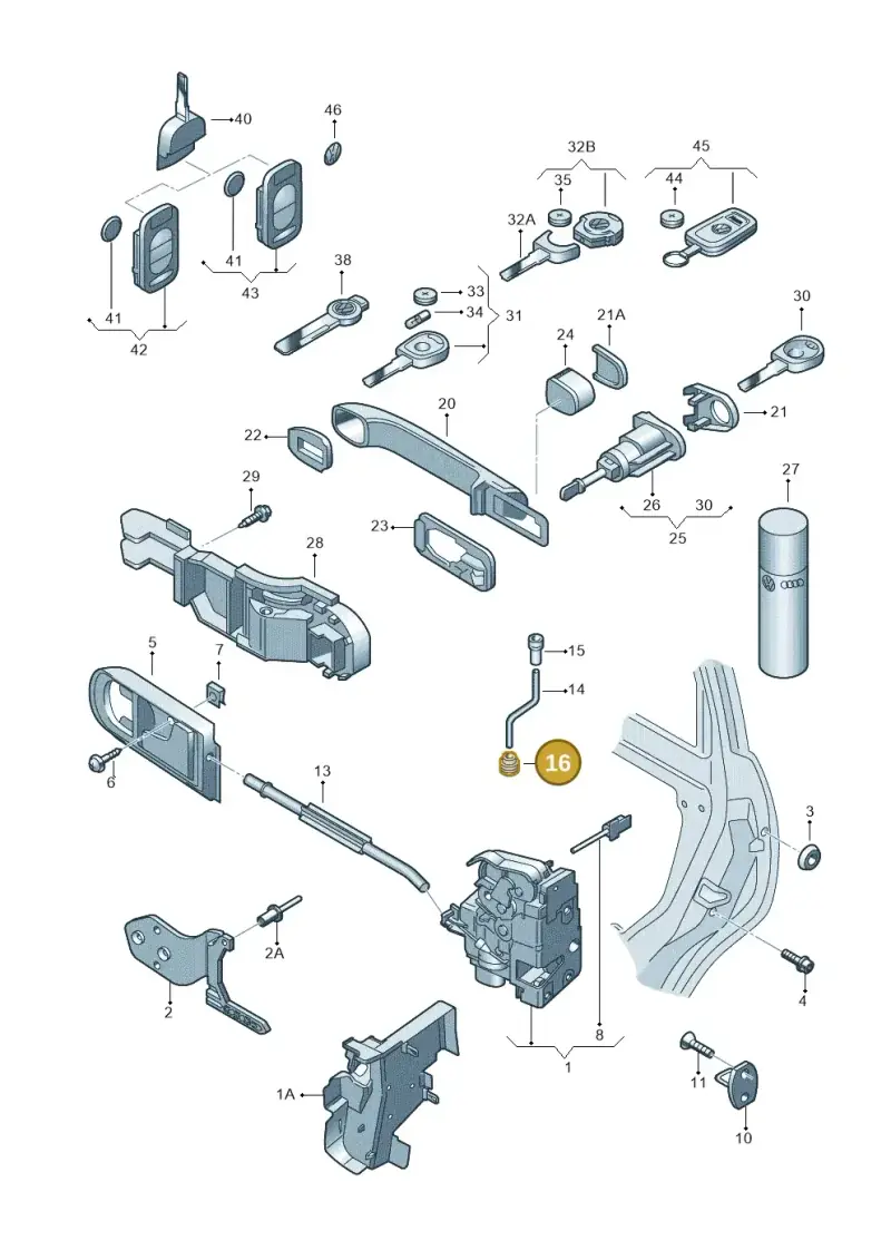 1J0837861 — Volkswagen GOLF/VAR./4MOT. A4     02 (2001-2002) diagram 266837000, position 16