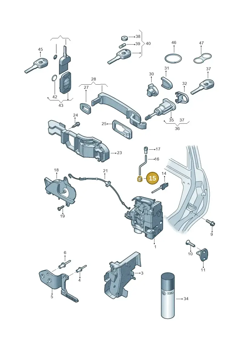 1J0837861 — Volkswagen Transp. dropside (2011-2015) diagram 411837000, position 15