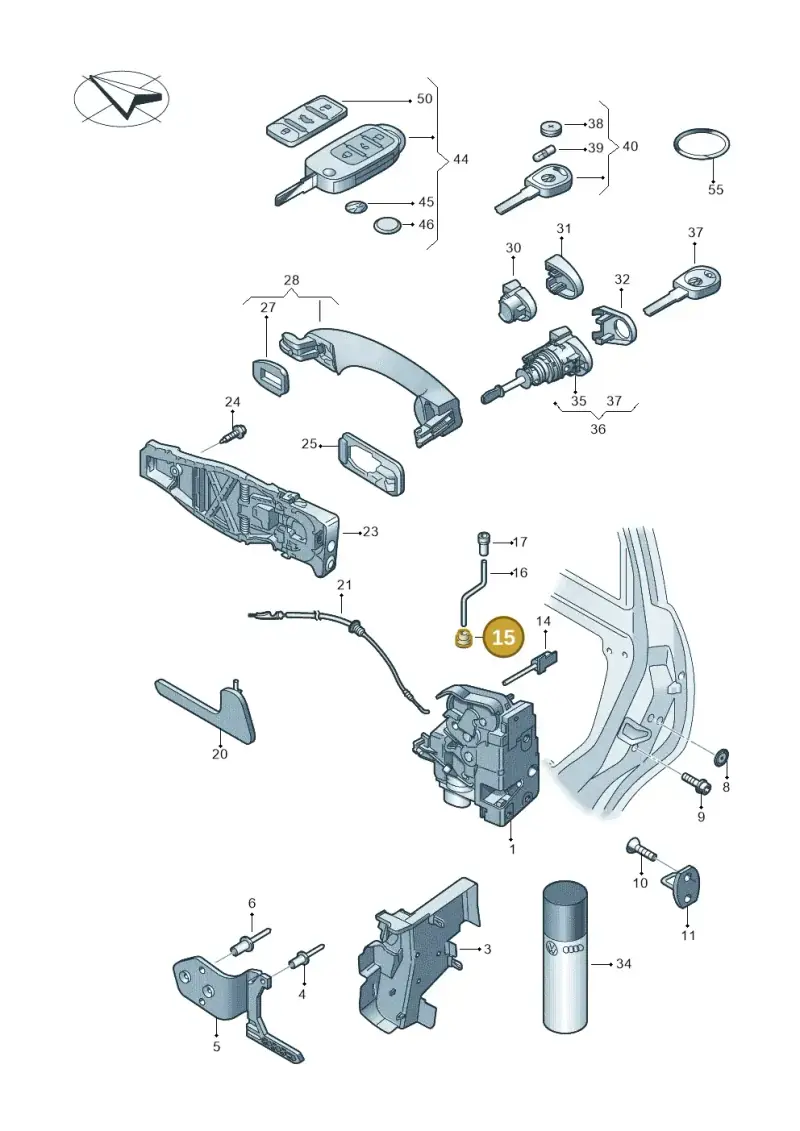 1J0837861 — Volkswagen Caravelle (2015-2019) diagram 861837000, position 15