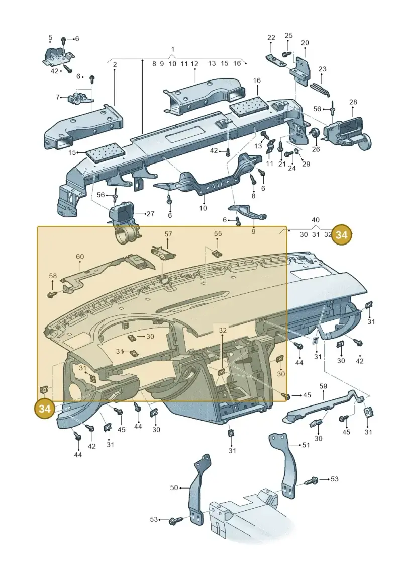 1J0858213 — Volkswagen Phaeton 4motion (2010-2016) diagram 258857000, position 34