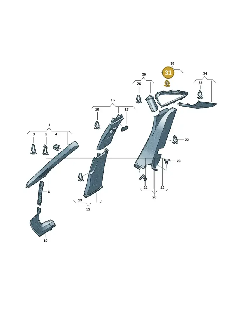 1J0863265A — Volkswagen ID.7 Limousine Pro (2023-) diagram 14b867700, position 31