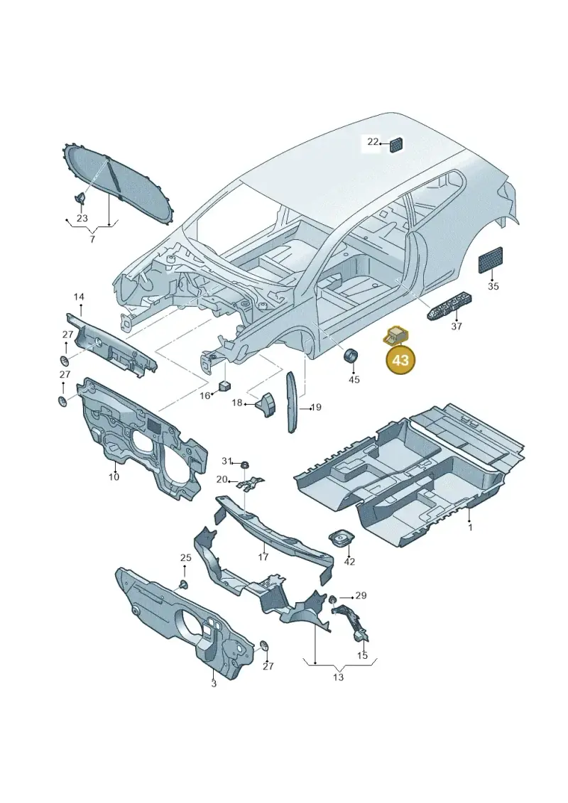 1J0864732A — Volkswagen Scirocco 2.0 (2014-2017) diagram 651863200, position 43