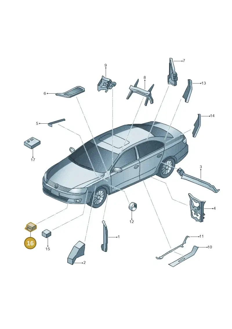 1J0864732A — Volkswagen Jetta 1.4 (2013-2015) diagram 692864000, position 16