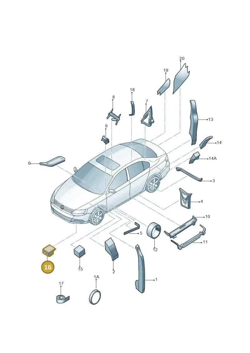 1J0864732A — Volkswagen Jetta 1.6 (2014-2018) diagram 854864000, position 16