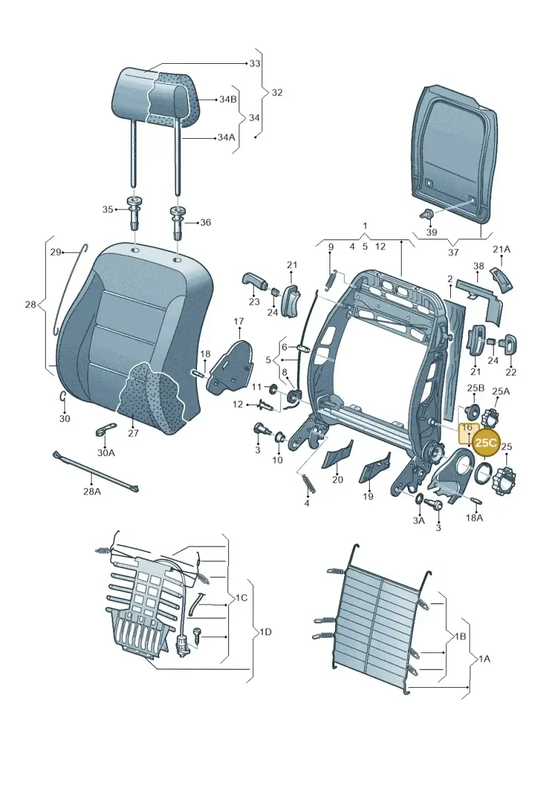 1J0881493 — Volkswagen Jetta Wagon (2001-2001) diagram 201881500, position 25C