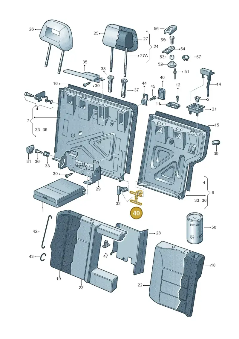 1J0886187E — Volkswagen Jetta/Wagon (2002-2006) diagram 203885700, position 40