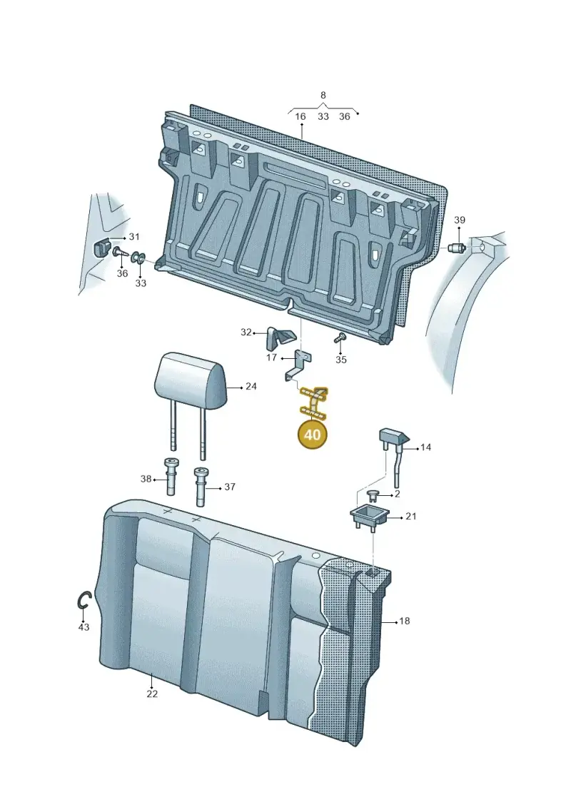 1J0886187E — Volkswagen Bora (2015-) diagram 860885050, position 40