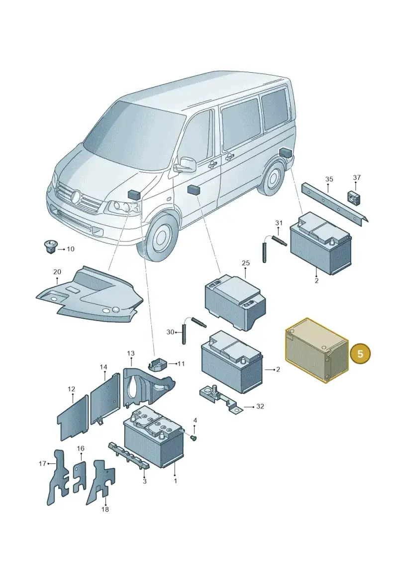 1J0915418C — Volkswagen Transp. caravelle (2008-2009) diagram 452915000, position 5