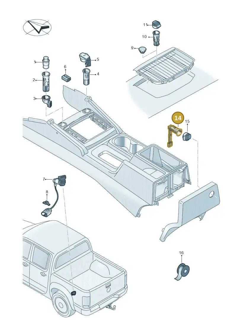 1J0919309B — Volkswagen Amarok twin cab (2016-2022) diagram 894919200, position 14