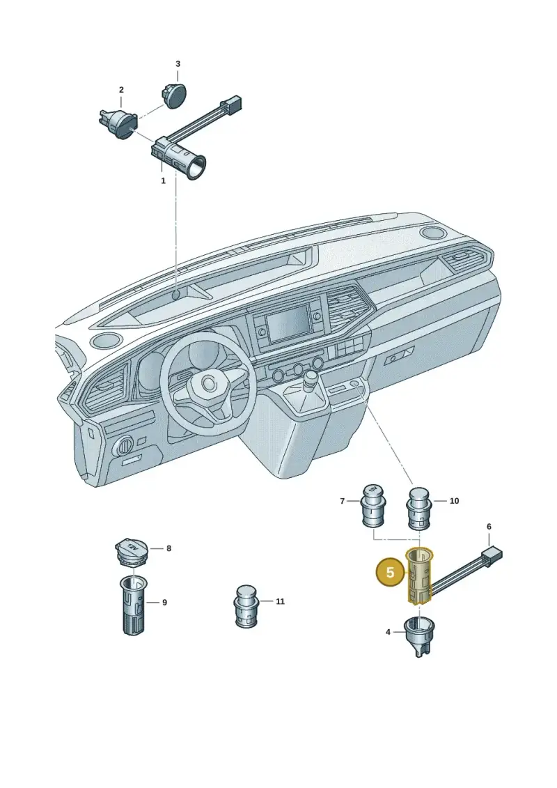 1J0919309B — Volkswagen Transport. multivan (2019-2024) diagram 7ep919020, position 5