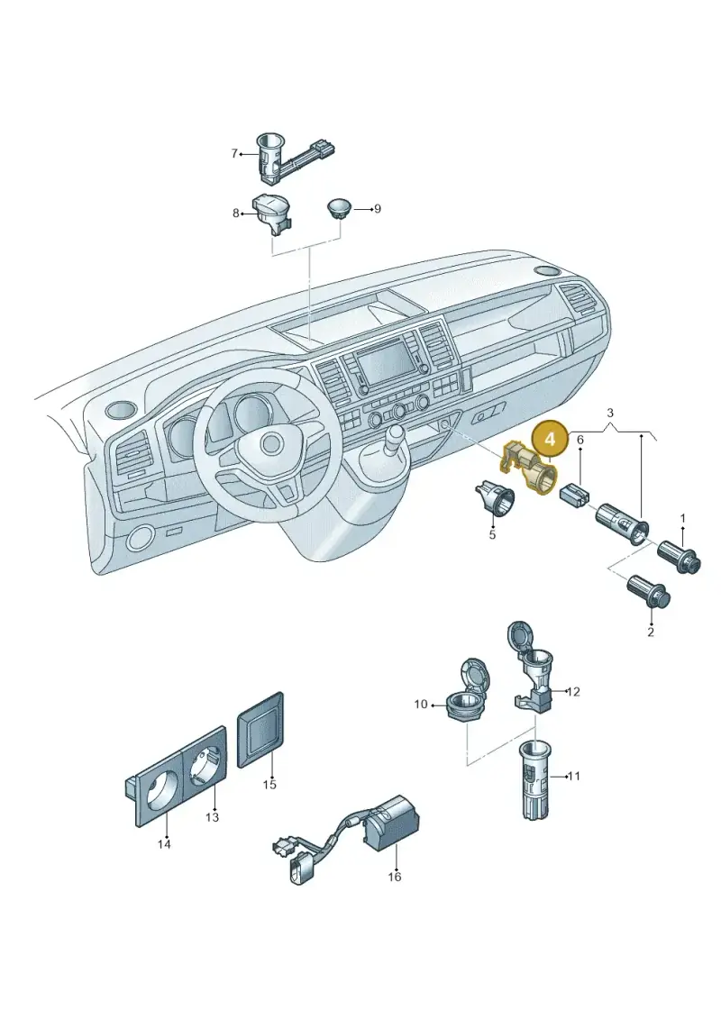 1J0919341A — Volkswagen Caravelle (2015-2019) diagram 861919200, position 4