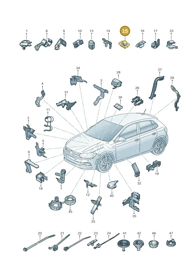 1J0937510 — Volkswagen Polo 1.0 BlueMotion (2017-2024) diagram 837971820, position 15