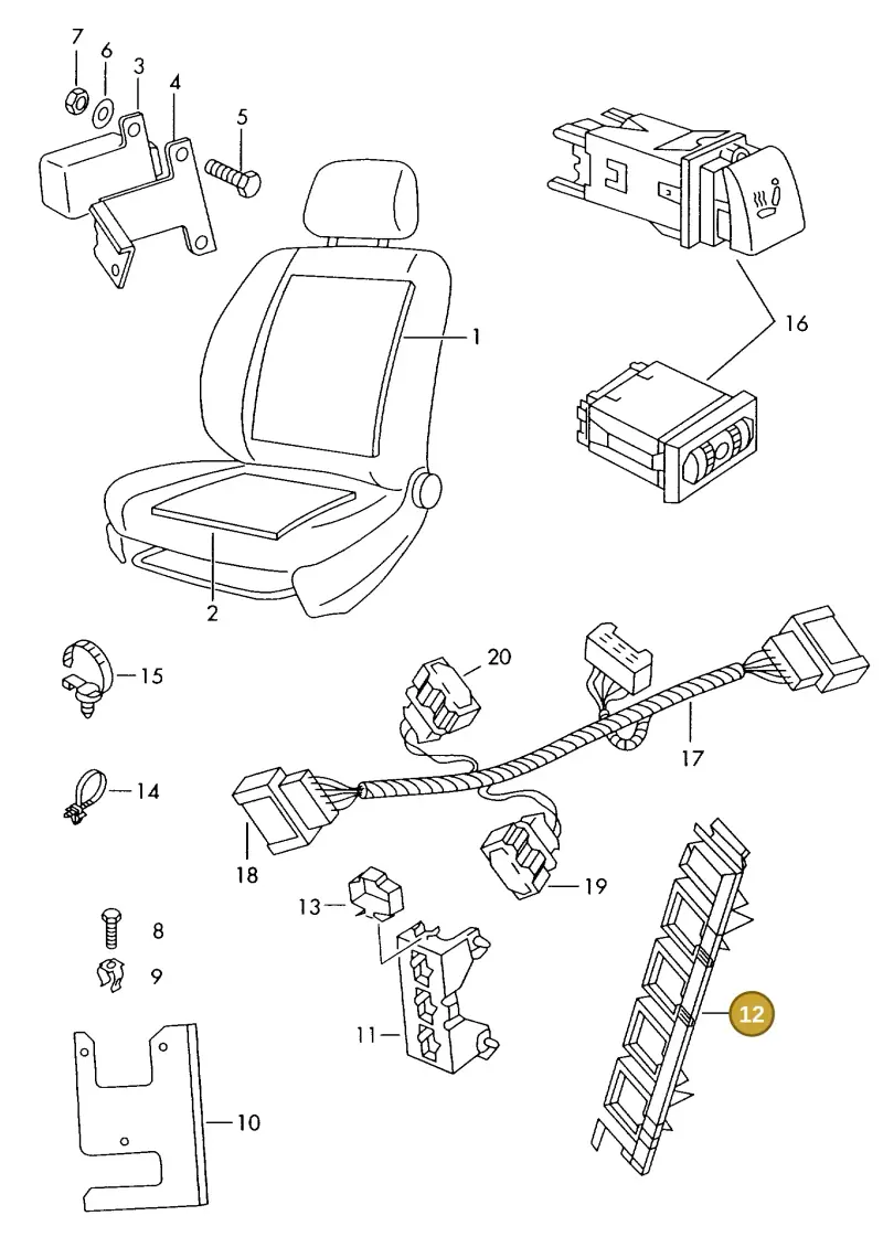 1J0937545A — Skoda PICK UP (1995-2001) diagram 101963100, position 12