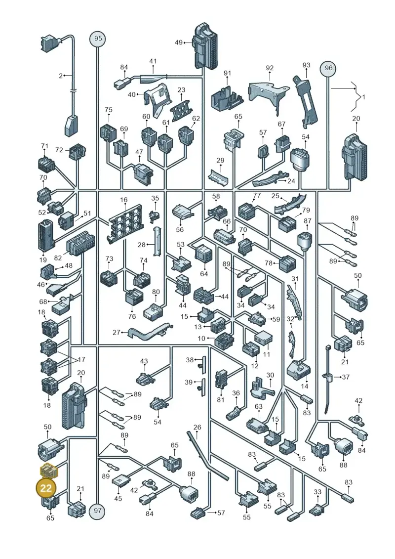 1J0937713B — Volkswagen Caddy panel van (2008-2010) diagram 443971820, position 22