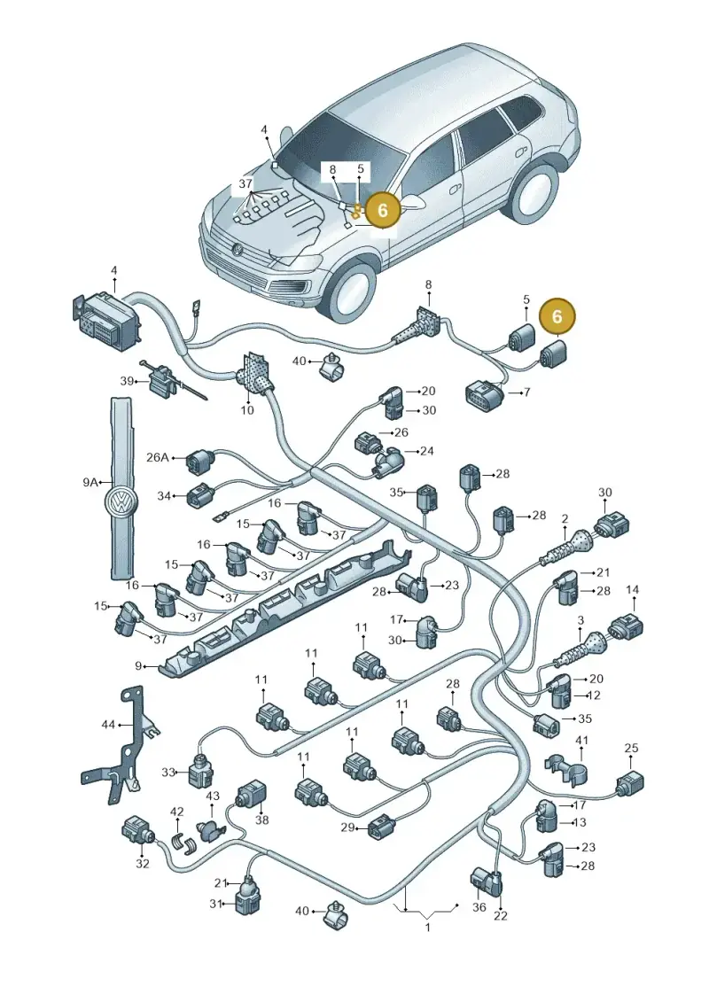 1J0937713B — Volkswagen Touareg (2014-2018) diagram 693971060, position 6