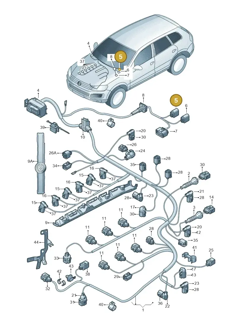 1J0937713 — Volkswagen Touareg BlueMotion (2014-2018) diagram 693971060, position 5