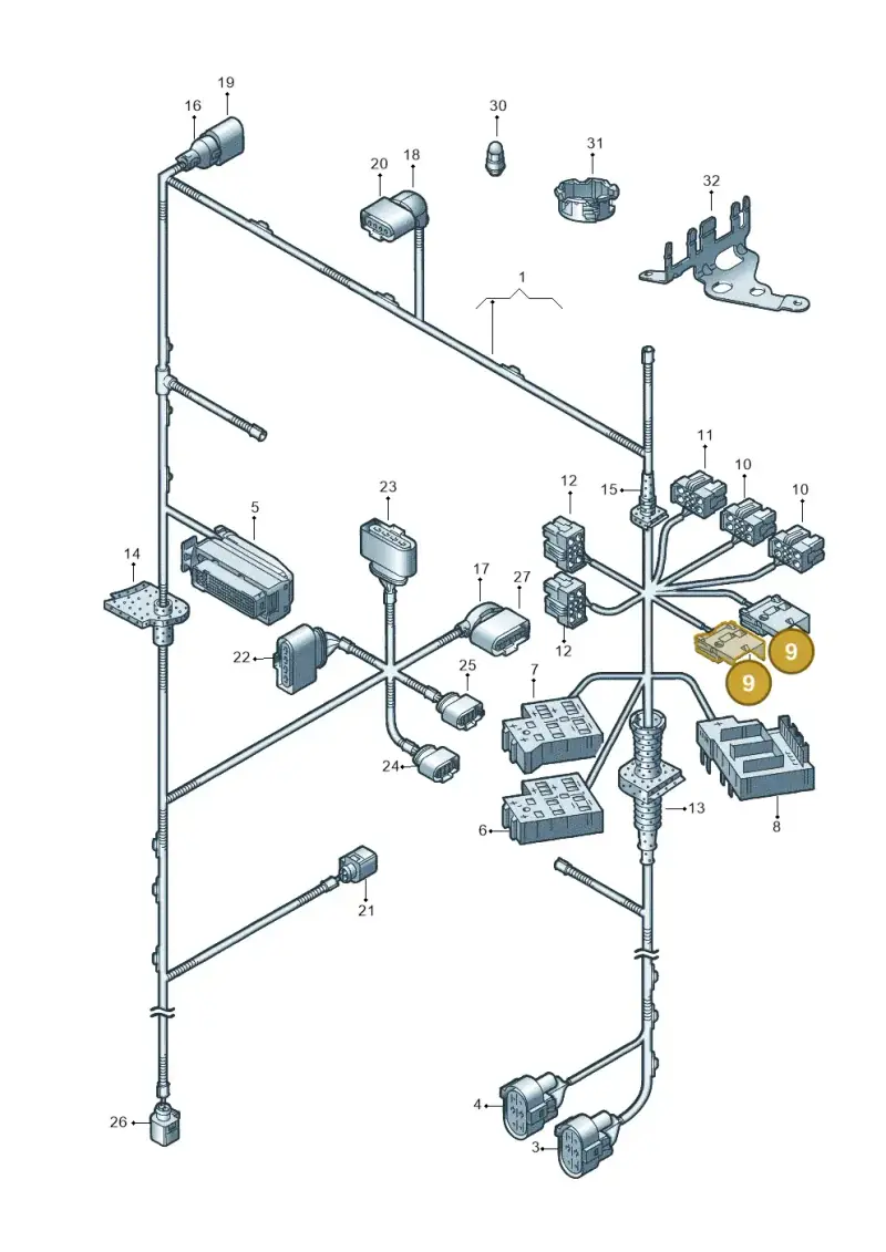 1J0937723A — Volkswagen Touareg                08> (2007-) diagram 274971200, position 9