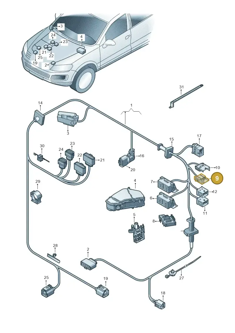1J0937723A — Volkswagen Touareg (2014-2018) diagram 693971200, position 9