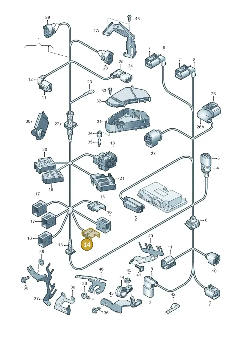 1J0937724A — Audi Q7 qu. 3.0 TDI (2009-2015) diagram 493971200, position 14