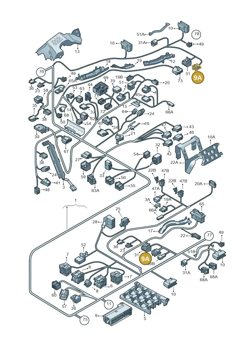 1J0937726 — Volkswagen Touran 2.0 (2010-2015) diagram 409971820, position 9A