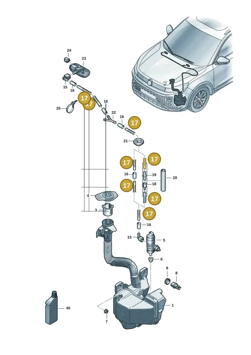 1J0955751D — Volkswagen Tiguan 2.0 (2023-) diagram 57x955100, position 17