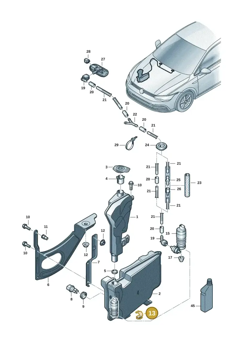 1J0955846 — Volkswagen Golf 2.0 BlueMotion (2019-2024) diagram 5h0955015, position 13