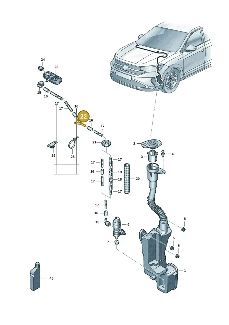 1J0955873D — Volkswagen Taigo (2021-2024) diagram 2f0955100, position 22
