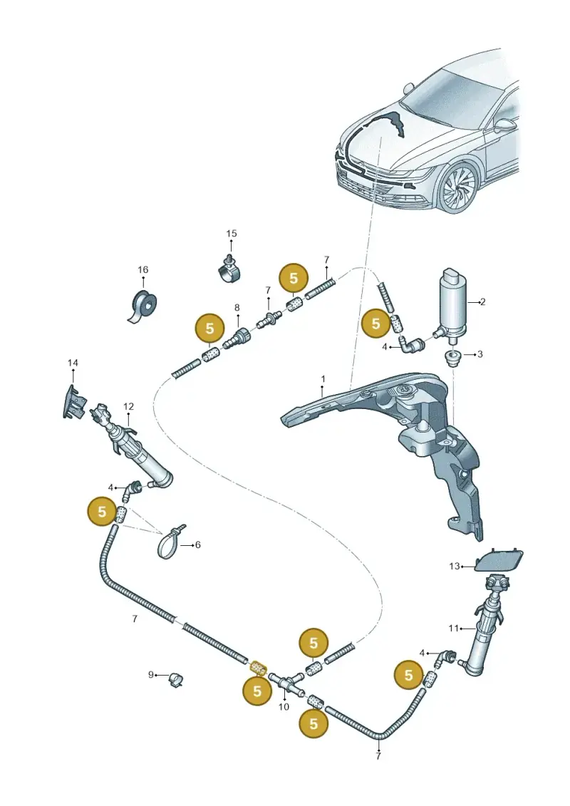 1J0955964F — Volkswagen Arteon (2017-2023) diagram 828955400, position 5