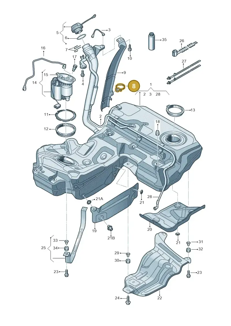 1J0957818C — Audi A7 Sportback (2014-2018) diagram 711201000, position 8