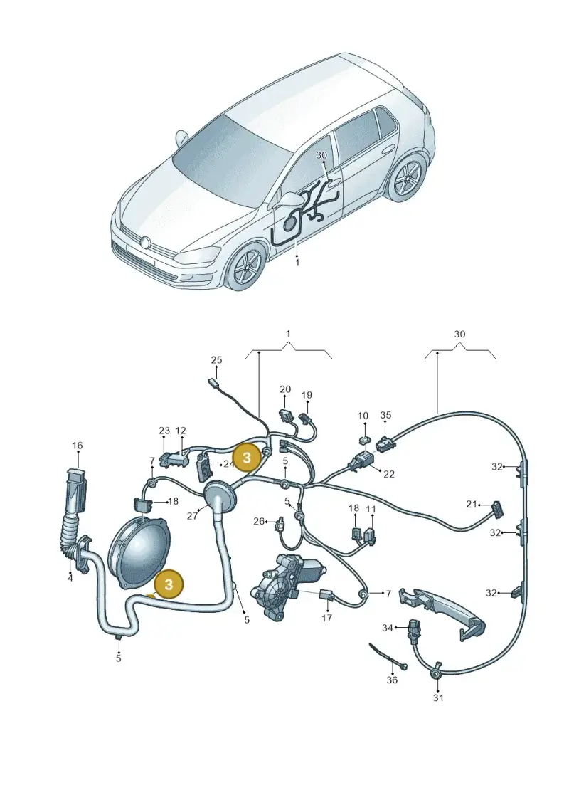 1J0957818C — Volkswagen Golf (2016-2020) diagram 746972330, position 3