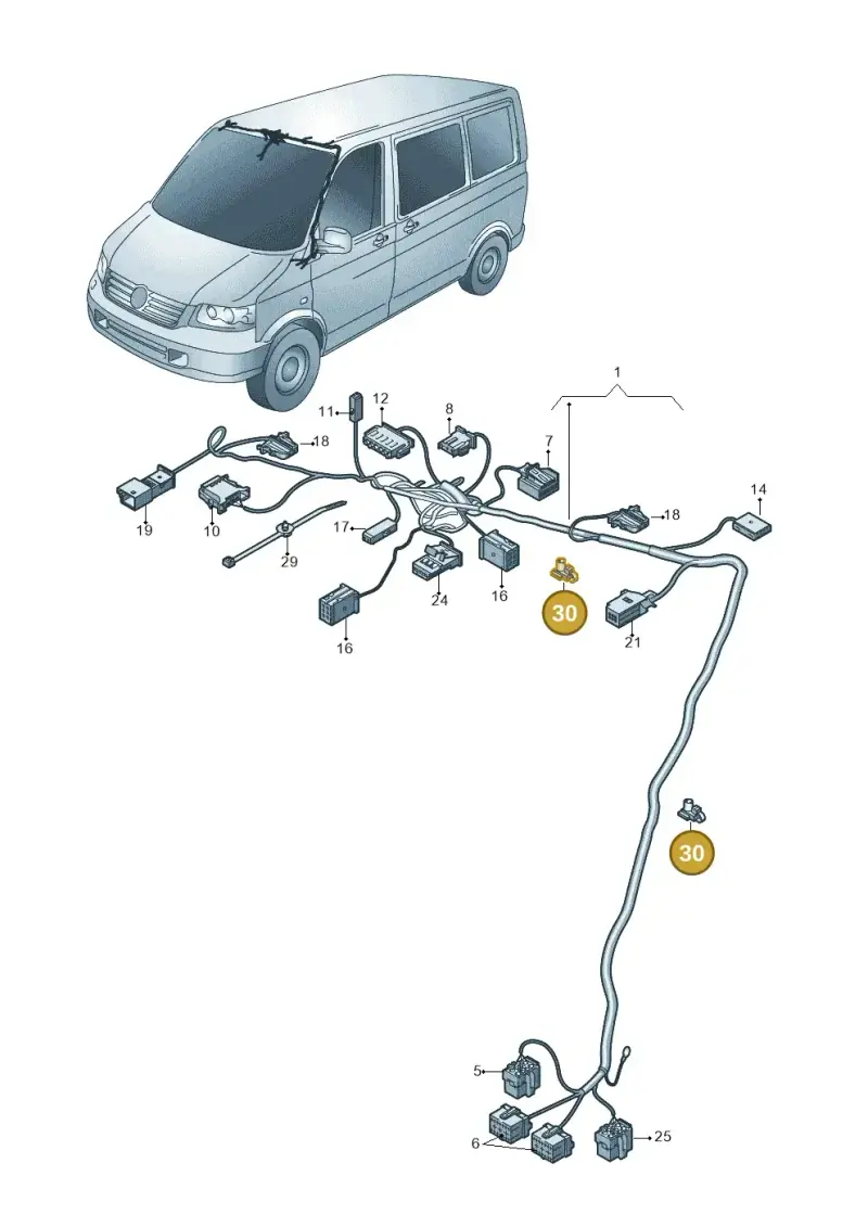 1J0971445C — Volkswagen Caravelle (2015-2019) diagram 731972340, position 30