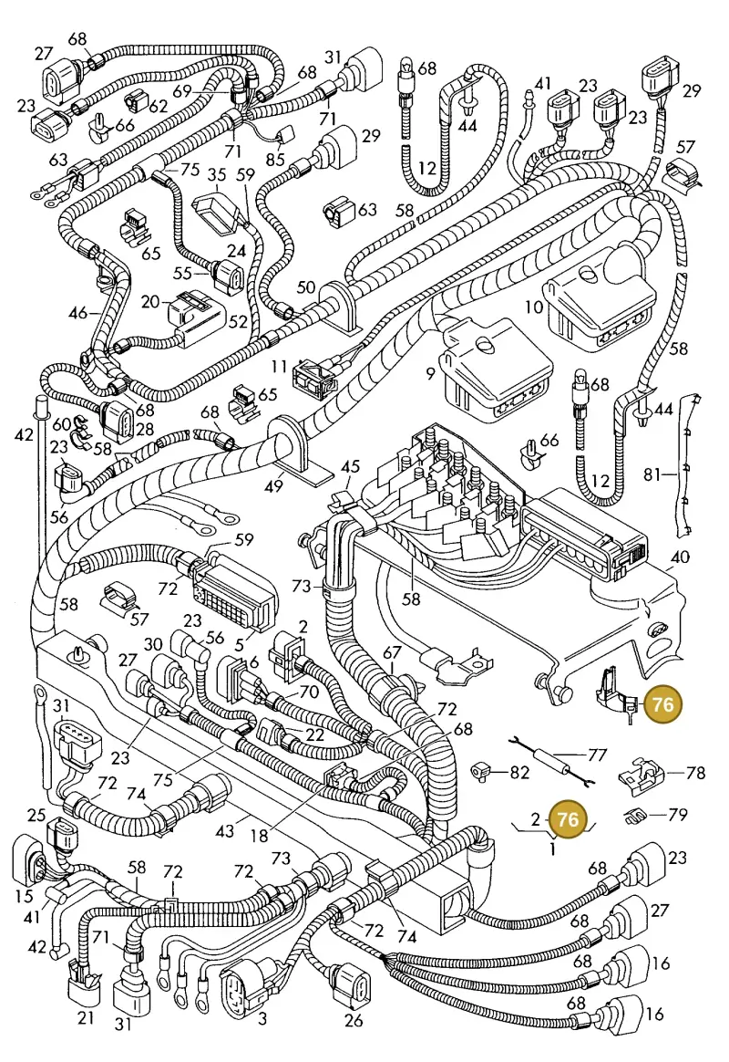 1J0971830J — Volkswagen Polo (2008-2009) diagram 225971800, position 76