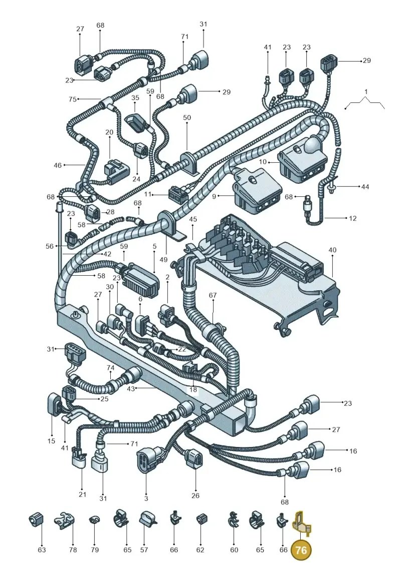 1J0971830J — Volkswagen Polo (2011-2014) diagram 544971800, position 76