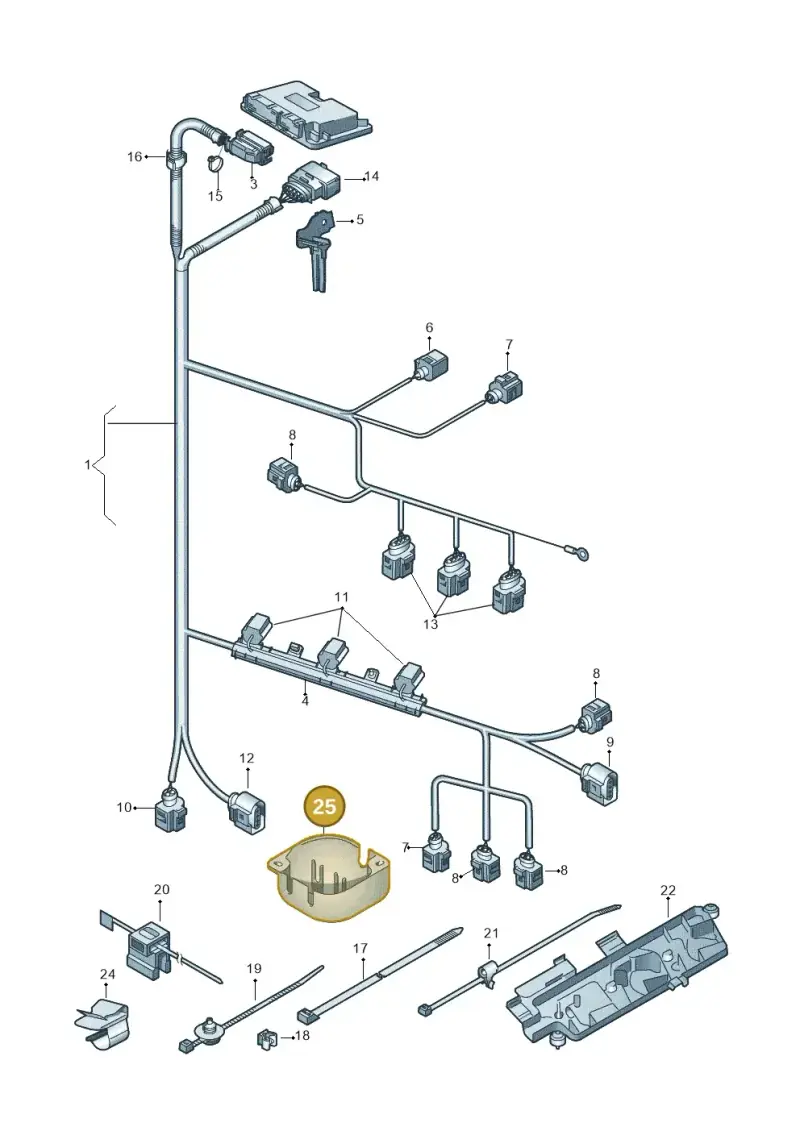 1J0971830N — Volkswagen Polo (2012-2014) diagram 747971030, position 25