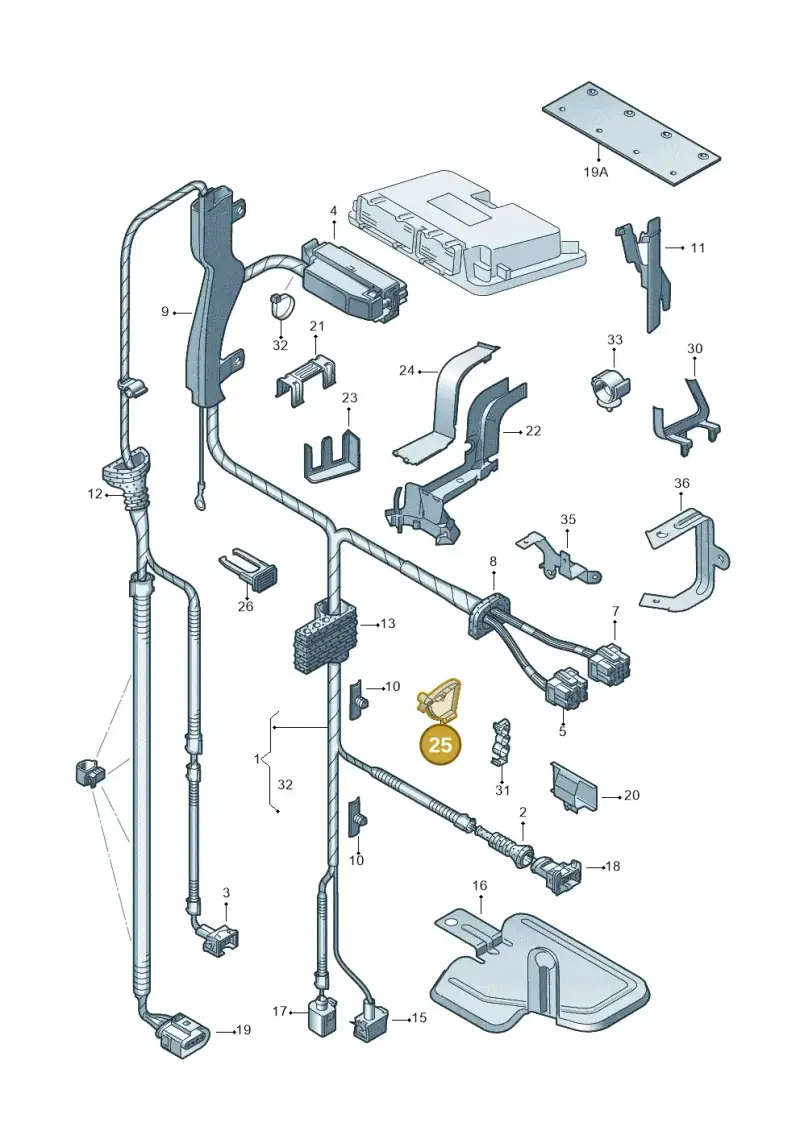 1J0971843 — Audi A3/S3/QUATTRO (2000-2003) diagram 203971230, position 25