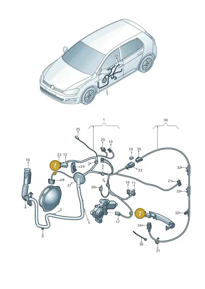 1J0971843A — Volkswagen Golf (2016-2020) diagram 746972330, position 7