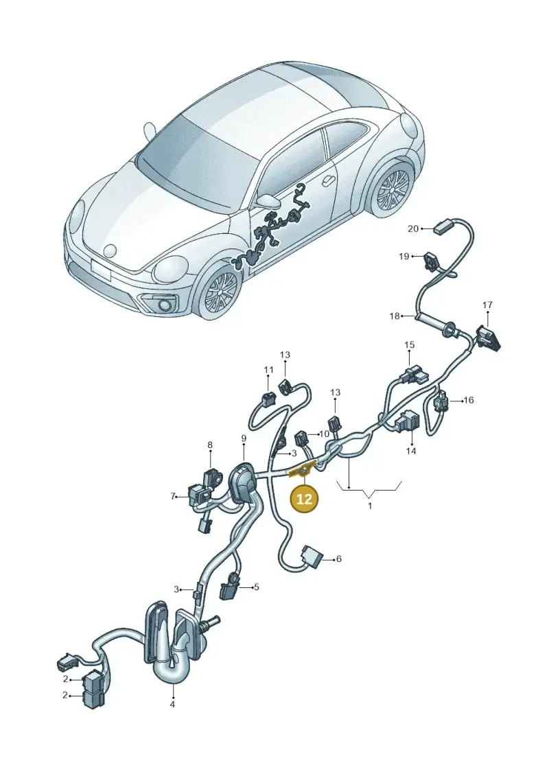 1J0971843A — Volkswagen Beetle (2016-2019) diagram 801972350, position 12