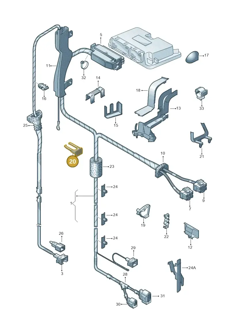 1J0971845A — Volkswagen New Beetle Cabrio. (2003-2005) diagram 203971200, position 20