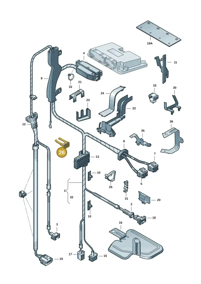 1J0971845A — Volkswagen New Beetle (2001-2005) diagram 203971230, position 26