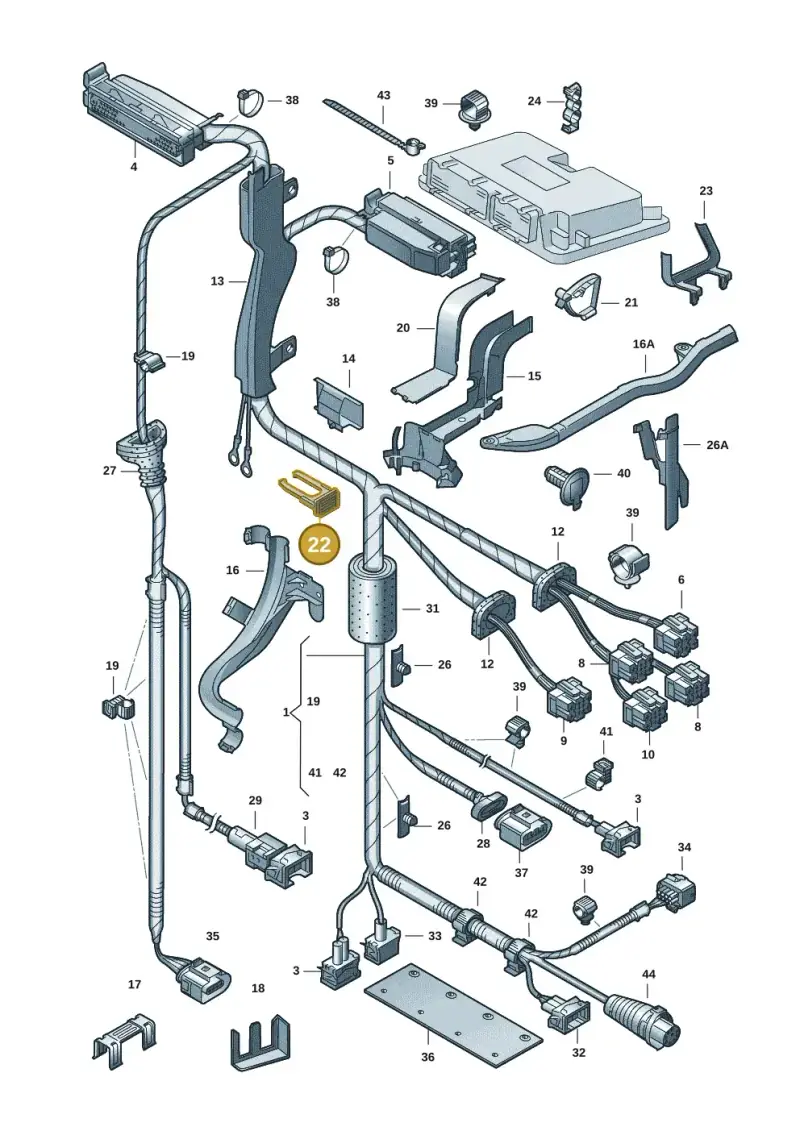 1J0971845A — Volkswagen New Beetle Cabrio. (2003-2005) diagram 203971250, position 22