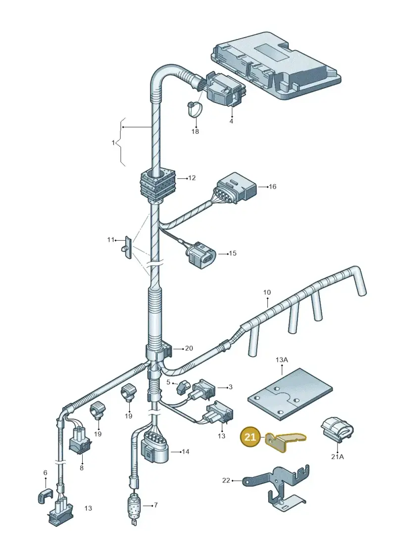 1J0971858A — Volkswagen Jetta/Wagon (2002-2006) diagram 203971080, position 21