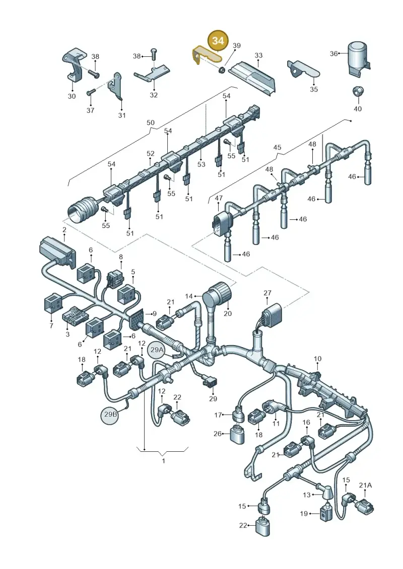 1J0971858A — Volkswagen Transp. caravelle (2008-2009) diagram 410971050, position 34