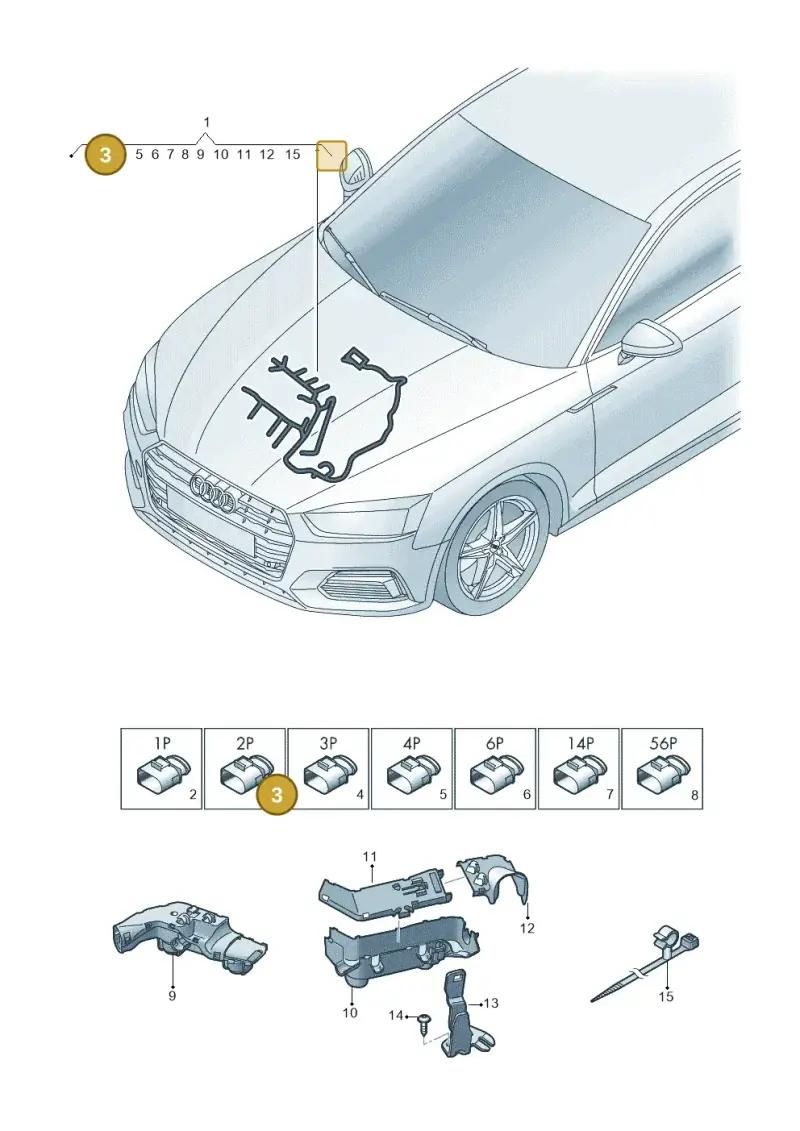 1J0971921 — Audi A5 Sportback (2016-2025) diagram 897971510, position 3