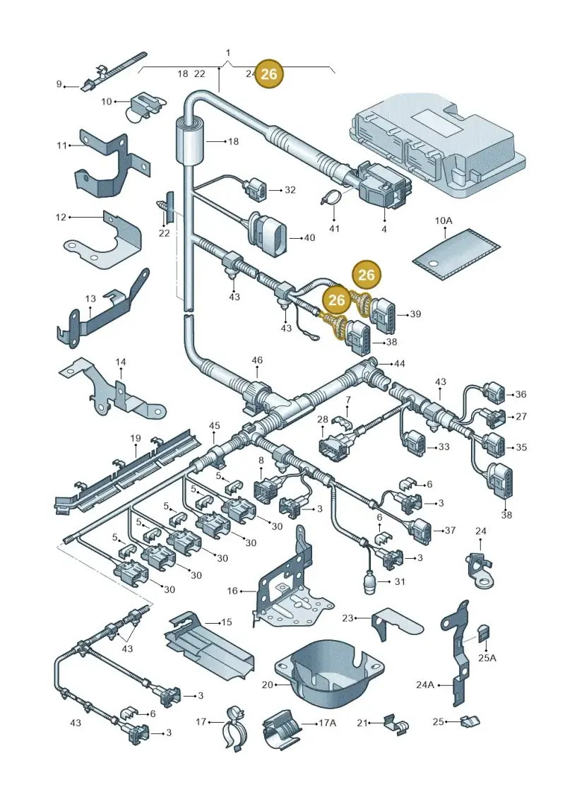 1J0971921F — Volkswagen Jetta/Wagon (2002-2006) diagram 203971130, position 26