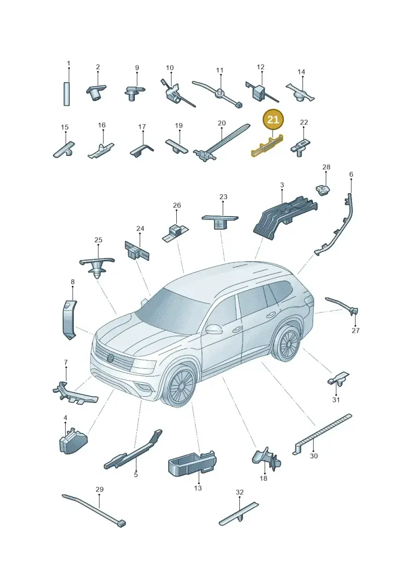 1J0971930K — Volkswagen Teramont X (2021-2023) diagram 519971850, position 21