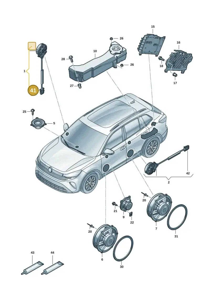 1J0971972 — Volkswagen Tiguan 2.0 (2023-) diagram 57x035350, position 41