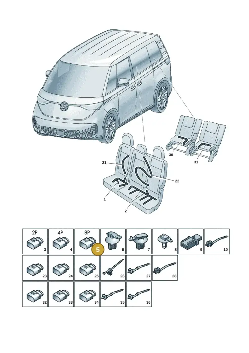1J0972734 — Volkswagen ID.Buzz (2022-) diagram 15a972270, position 5
