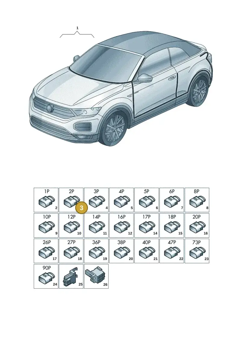 1J0972752 — Volkswagen T-Roc convertible 1.5 (2019-2024) diagram 2gk971081, position 3