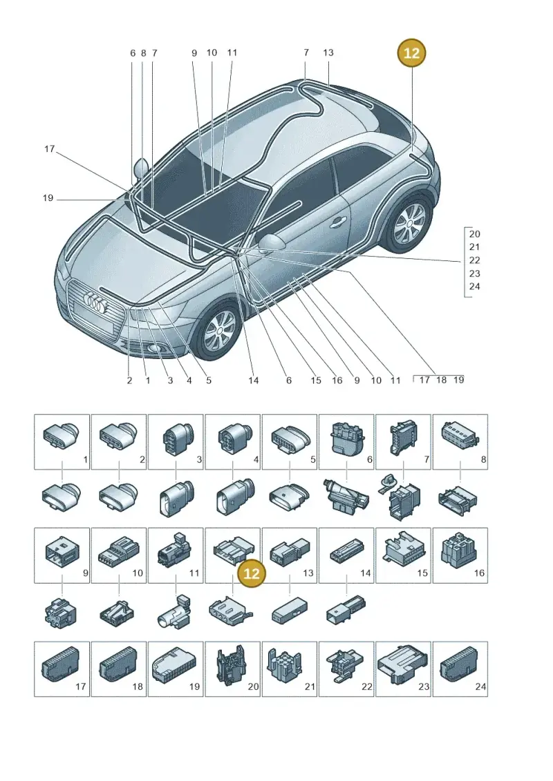 1J0972763 — Audi A1 Sportback (2010-2015) diagram 708971790, position 12